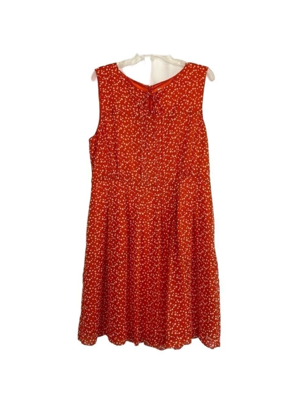 Anthropologie Hi There Karen Walker Prosecco Dress 4 Orange-Red White Polka Dot